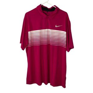 Nike Golf Men's Size XXL Standard Fit Dri-Fit Pink White Polo Short Sleeve Shirt